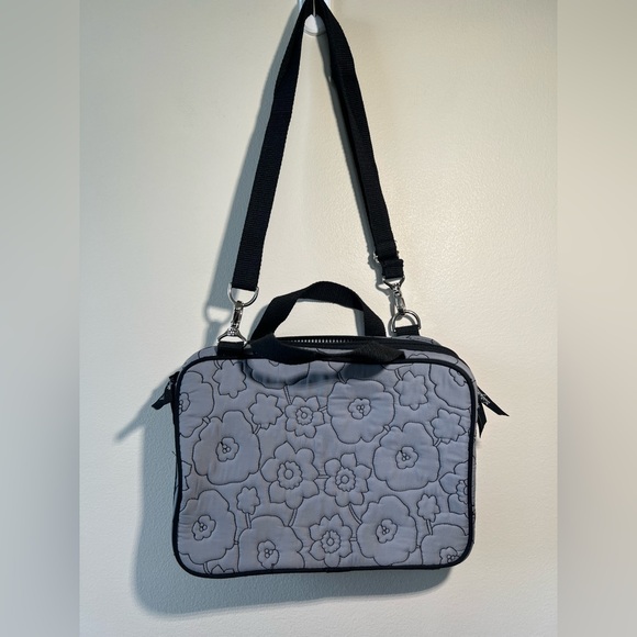 Floral Quilted Gray Shoulder Bag